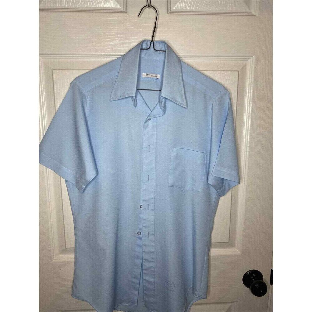 Vintage 1970s Ultressa Button Up‎ Short Sleeve Shirt 14 1/2
